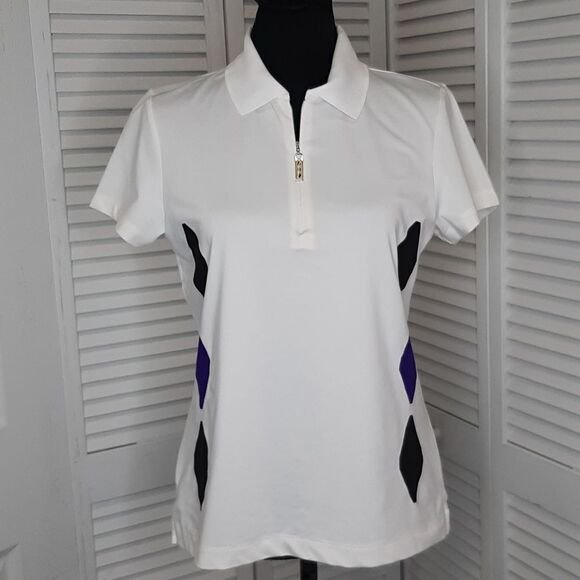 EP Pro Tour Tech White with Black and Purple Diamond Design Shirt - Picture 1 of 9
